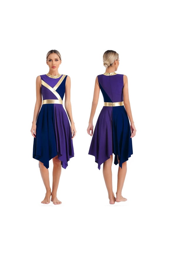 Womems Praise Dance Dress Patchwork Long Sleeve Lyrical Church Worship