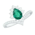 thumbnail image 1 of Rosec Jewels Designer Lab Grown Emerald Pear Shaped Engagement Ring (AAAA Grade) - Emerald Diamond Ring - with Jewelry Box, 18K White Gold, US 6.00, 1 of 9