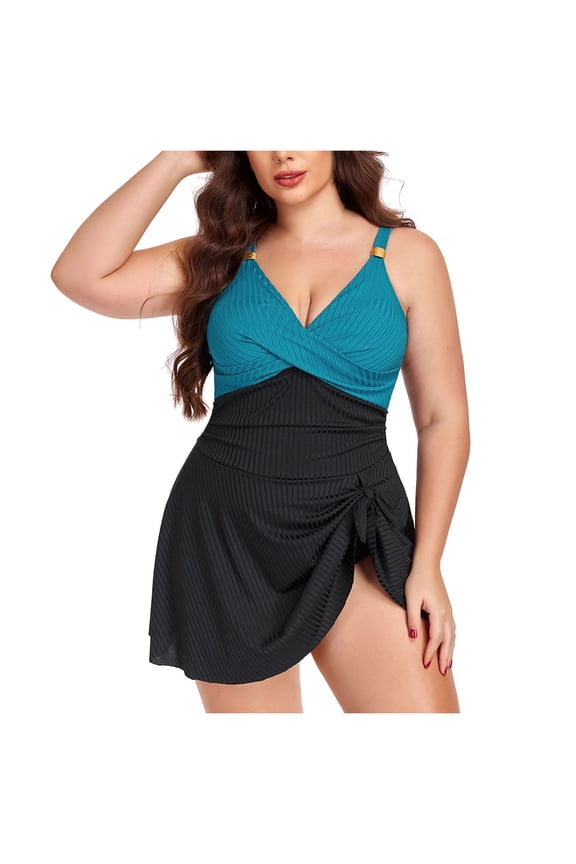 Women 1 Piece Swimsuit Lady Girls Color Block Print Bathing Suits Athletic Swimwear Costume Padded Swimsuit Monokini Push Up Swimwear