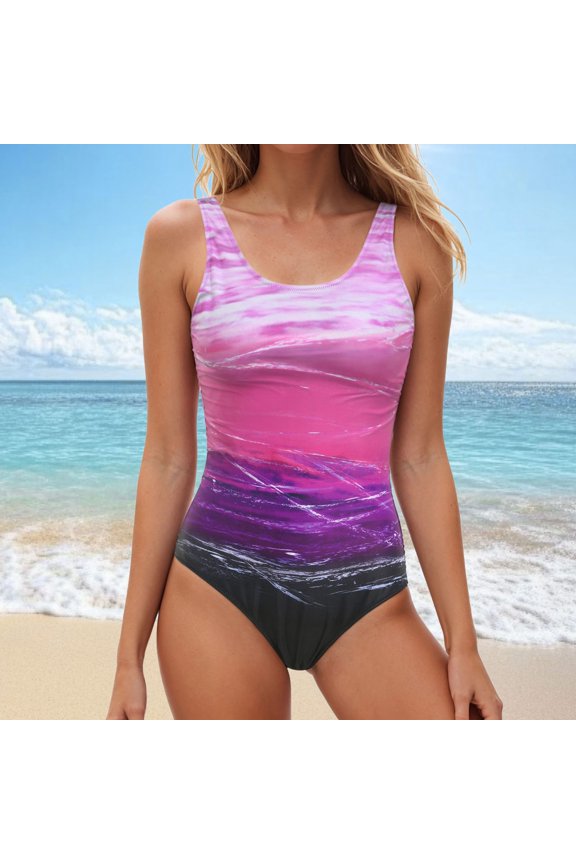 Women's Bikini Split Print Sexy Hot Diamonds Gather Bikini Swimsuit