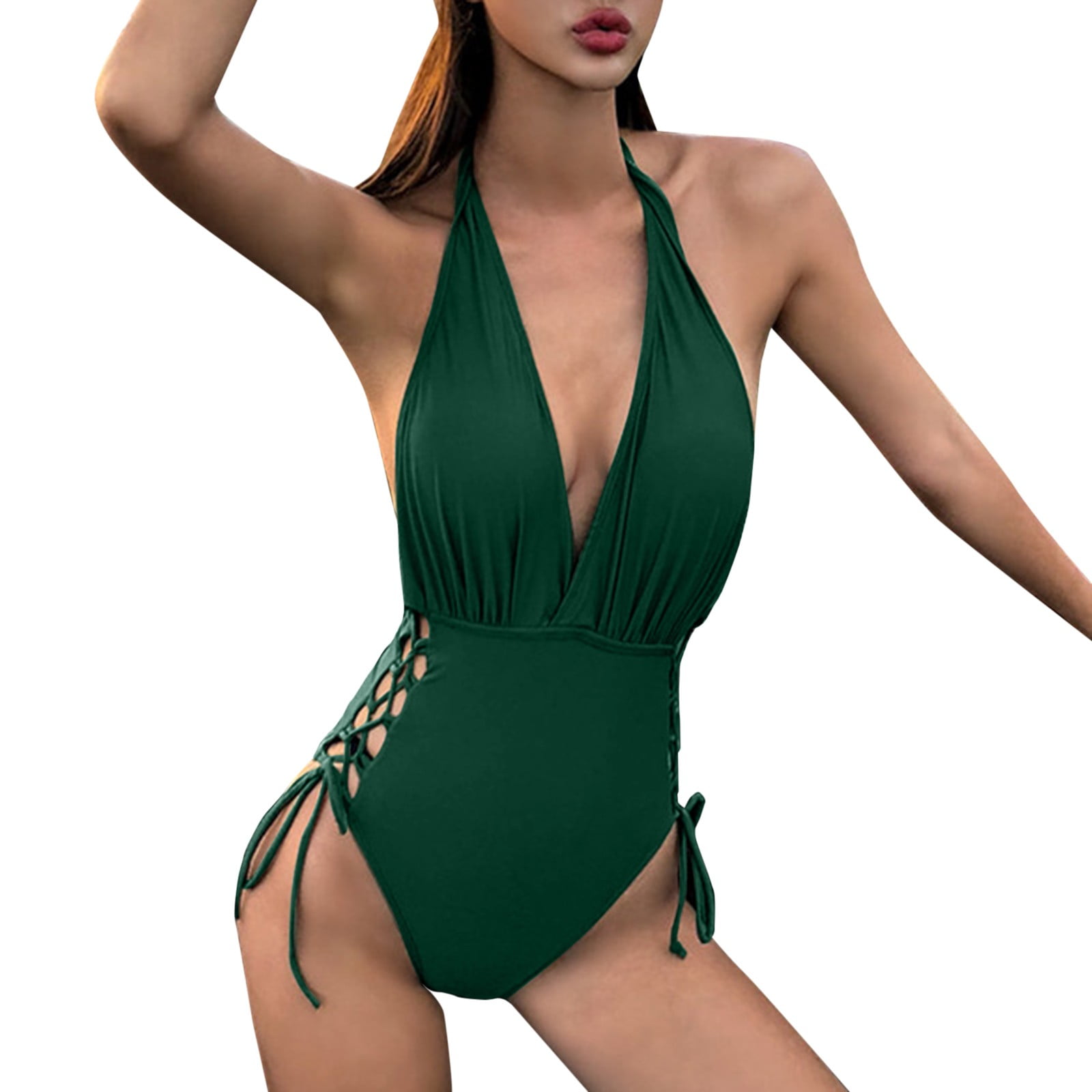 Women 1 Piece Vintage Up Training Swimwear Bathing Sport Control