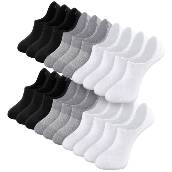 IKIBVTY Women 10 Pairs No Show Socks, Low Cut Anti-slid Athletic Running Casual Invisible Liner Socks, Solid Black White Gray