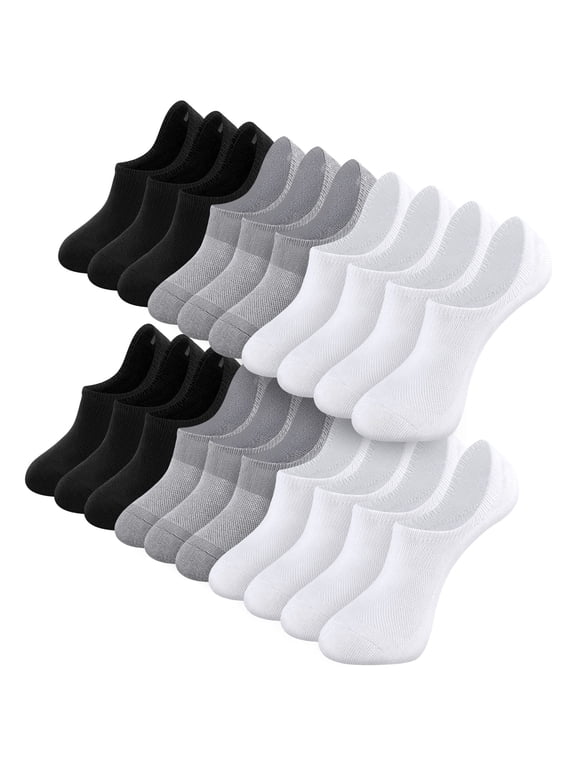 Women 10 Pairs No Show Socks, Low Cut Anti-slid Athletic Running Casual Invisible Liner Socks, Solid Black White Gray