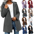 thumbnail image 1 of Women 100% Cotton Cable Knit Hooded Sevevn Long Coat Full Zip Front Long Sleeve Pocket Warm Casual Outer Jacket, 1 of 7