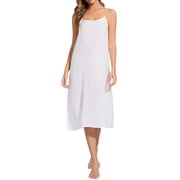 Women 100% Cotton Long Full Slips for Under Dresses Camisoles Slip Dress Chemise Petticoat