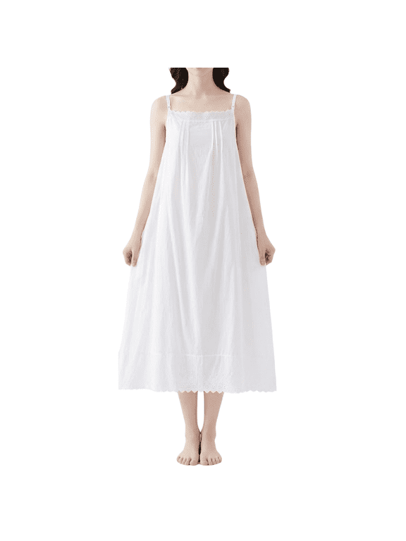 Women 100% Cotton Long Slips Full Slips For Under Dress Lace Chemise Camisoles Slip Dress Petticoat