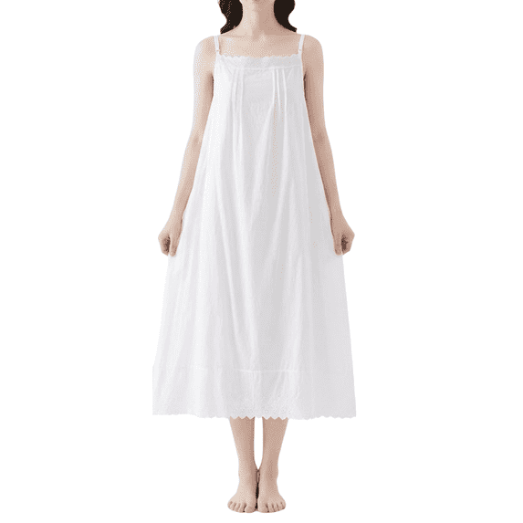Women 100% Cotton Long Slips Full Slips For Under Dress Lace Chemise Camisoles Slip Dress Petticoat