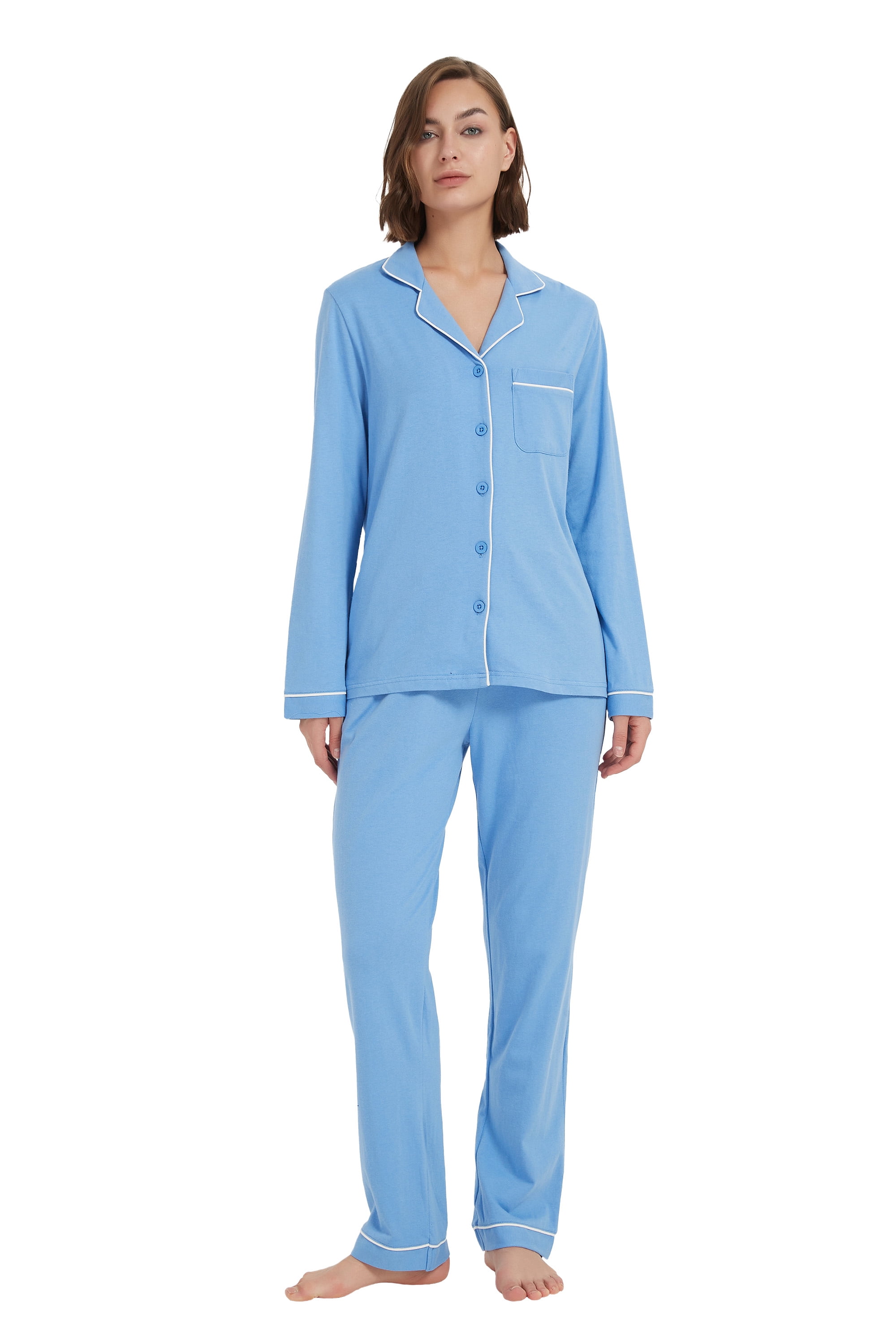 Kolipajam Women 100% Cotton Pajama Sets Long Sleeve Pjs Button