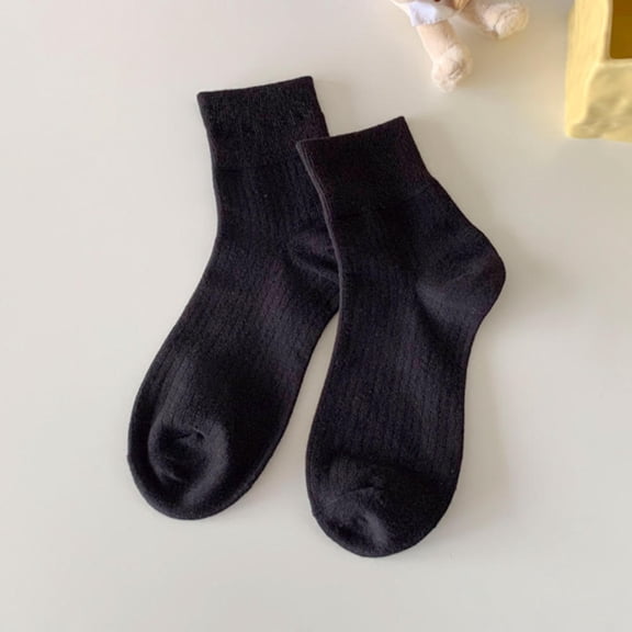 Women 100% Cotton Socks Spring/Summer Japanese-Style Vertical Stripe Ankle Socks Cream-Colored Fashion Socks 1 Pair