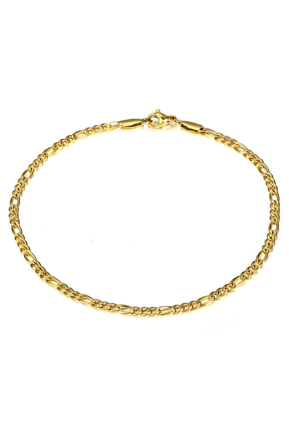Women 10inch Gold Stainless Steel Figaro Link Anklet Foot Chain