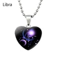 thumbnail image 1 of Women 12 Zodiac Constellations Sign Glass Heart Pendant Necklace Birthday Gift, 1 of 8
