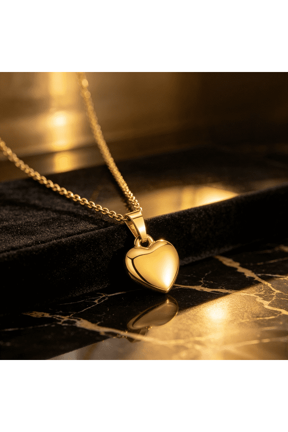 Heart Love Motif Adjustable Choker Collar Necklace For Women, 14K Gold Filled Neat Silhouette Modest Contemporary Craft Jewelry