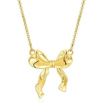 Women 14K Gold Plated Bowknot Dainty Bow Pendant Chain Necklace