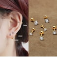 thumbnail image 1 of Women 14K Gold Plated CZ Stud Earrings Set (3 Pairs), Hypoallergenic Stainless Steel Sleep Earrings, 1 of 5