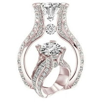 Women 18K Rose Gold Filled White Sapphire Diamond Wedding Engagement Ring