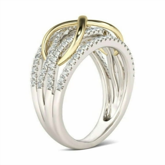 Women 18K Yellow Gold Filled White Topaz Wedding Ring