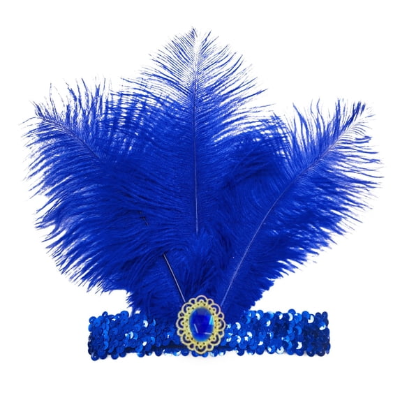 Women 1920s Flapper Headband BWASD Multiple Colors Party Headdress Mardi Gras 1920s Sparkling Sequin Showgirl Flapper Headband Cocktail for Retro Parties Blue