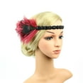 thumbnail image 1 of Women 1920s Flapper Headband BWASD Sequined Showgirl Flapper Elastic Rhinestone Headband Cocktail Multiple Colors Party Headdress Mardi Gras Fashion Accessories Wine Red, 1 of 5