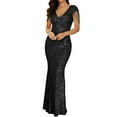 thumbnail image 1 of Women 1920s Plus Size Formal Dress Tassels Sleeve Sequins Gatsby Maxi Evening Gown, 1 of 7