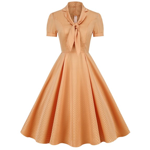 Women 1950s Retro Vintage Formal Cocktail Swing Dresses Short Sleeve/Sleeveless Elegant Fit and Flare Evening Prom Dress