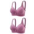 thumbnail image 1 of Women 2 Pack Wirefree Everyday Bras Comfy Plus Size Floral Full Coverage Bralettes with Rhinestone T-Shirt Push Up Brasiers, Purple, 38, 1 of 6