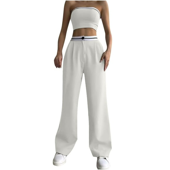 Women 2 Piece Casual Set Trendy 2025 Y2k Off Shoulder Tube Tops with Sweatpants Lounge Summer Streetwear Matching