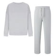 thumbnail image 1 of Women 2 Piece Cozy Loungewear Outfits,Thick Long Sleeve Long Pants Warm Tight Stretchy Leg Crew Neck Sweatshirt Set, Pajama Set for Women,Size:3XL, 1 of 7