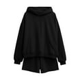 thumbnail image 1 of Women 2 Piece Fall Outfits Sweat Shorts Sets Long Sleeve Hoodies with Pockets Lounge Matching Sweatsuit Set, L, 1 of 2