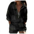 thumbnail image 1 of Women 2 Piece Half Zip-Up Floral Shirt and Shorts Sets Casual Vacation Outfits with Pockets Black Letters XXL, 1 of 3