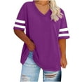 thumbnail image 1 of Womens Summer Tops Trendy 2025 V Neck Plus Size T Shirts Loose Casual Short Sleeve Tshirts Shirts Fashion S-5XL, 1 of 3