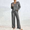 thumbnail image 1 of Women 2 Piece Loungewear Knit Sets Soft Casual Long Sleeve Pullover Tops Loose Pants Matching Set Fall Spring Sweater Outfits Dark Gray XL, 1 of 9