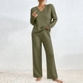 thumbnail image 1 of Women 2 Piece Loungewear Knit Sets Soft Casual Long Sleeve Pullover Tops Loose Pants Matching Set Fall Spring Sweater Outfits Green S, 1 of 9