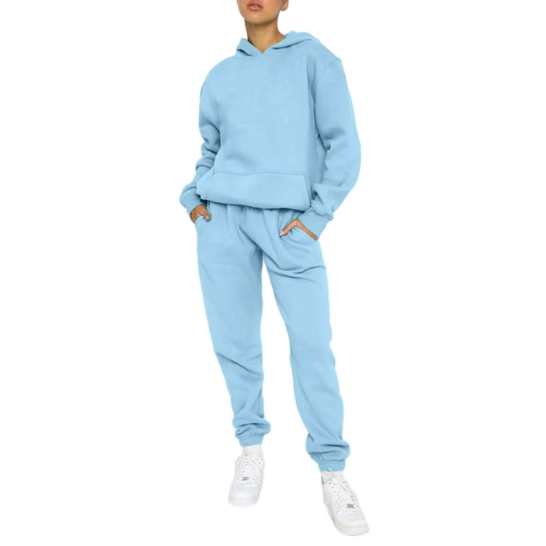 Women 2 Piece Matching Set With Pockets Sweatsuit Long Pants