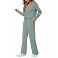 thumbnail image 1 of Women 2 Piece Outfits 2025 Fall Fashion Wide Leg Pants Lounge Set Leisure Travel Vacation Sweatsuits Light Green XS, 1 of 9