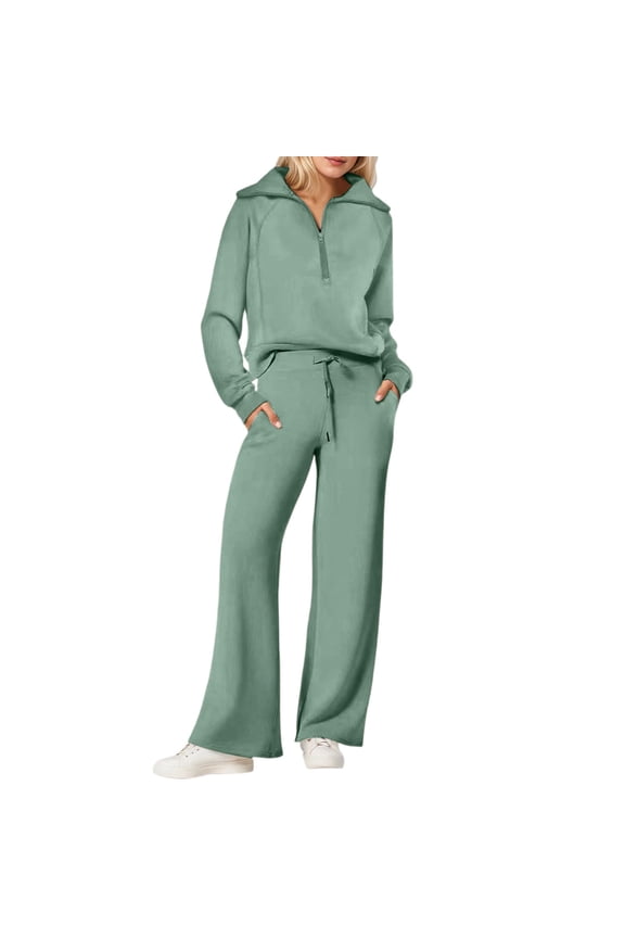 Women 2 Piece Outfits 2026 Spring Fall Fashion Airport Wide Leg Pants Lounge Set Leisure Travel Vacation Clothes Sweatsuits