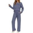 thumbnail image 1 of Women 2 Piece Outfits Casual Wide Leg Pants Long Sleeve Crew Neck Sweatshirt Set,Leisure Travel Clothes Sweatsuits,Pajama Set for Women,Size:XL, 1 of 5