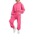 thumbnail image 1 of Women 2 Piece Outfits Casual Wide Leg Pants Long Sleeve Pocket Hoodie Sweatshirt Set,Leisure Travel Clothes Sweatsuits,Size:XL, 1 of 9