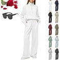 thumbnail image 1 of Women 2 Piece Outfits Fall Fashion Comfort Wide Leg Pants Lounge Set Leisure Travel Vacation Clothes Sweatsuits, 1 of 7