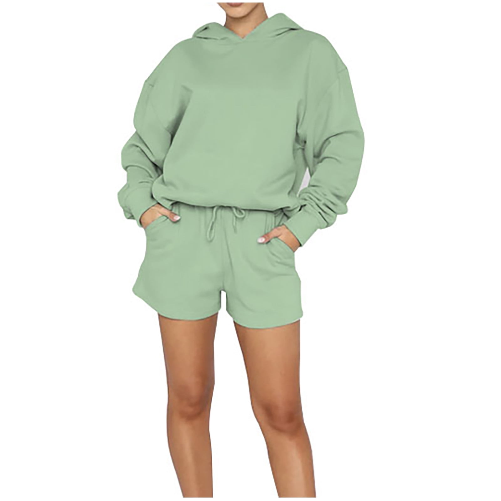 Women 2 Piece Outfits Hoodie Shorts Lounge Set Oversized
