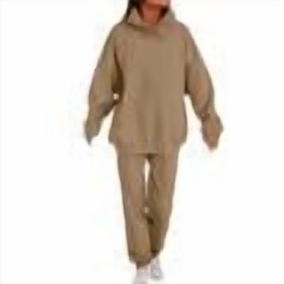 Women 2 Piece Outfits Hoodie Sweatsuits Set Sweatpants Long Sleeve Sweatshirt Matching Joggers Tracksuit Sets Camel 3XL