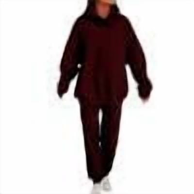 Women 2 Piece Outfits Hoodie Sweatsuits Set Sweatpants Long Sleeve Sweatshirt Matching Joggers Tracksuit Sets Wine S