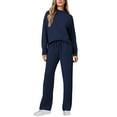 thumbnail image 1 of Women 2 Piece Outfits Long Sleeve Long Pants Crewneck Loose Fit Pollover Sweater,Comfort Sweatsuits for Women,Plus Size Yoga Pants With Pockets,Size:L, 1 of 4