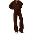 thumbnail image 1 of Women 2 Piece Outfits Lounge Set Oversized Zip Up Sweatshirt Jacket Sweatpant Matching Sweat Sets Winter Sweatsuits Coffee S, 1 of 4