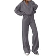 thumbnail image 1 of Women 2 Piece Outfits Lounge Set Oversized Zip Up Sweatshirt Jacket Sweatpant Matching Sweat Sets Winter Sweatsuits Dark Gray XL, 1 of 4