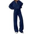 thumbnail image 1 of Women 2 Piece Outfits Lounge Set Oversized Zip Up Sweatshirt Jacket Sweatpant Matching Sweat Sets Winter Sweatsuits Navy L, 1 of 4