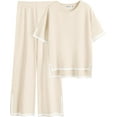 thumbnail image 1 of Women 2 Piece Outfits Lounge Sets Knit Sweater Sets Maching Lounge Wear Pajama Jogger Travel Comfy Trendy Clothes, 1 of 8