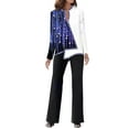thumbnail image 1 of Women 2 Piece Outfits Pant Suits for Women Dressy Party Casual Long Sleeve Top Women Work Suit Set Loose Wide Leg Pants Women interview Clothes Set Trousers Two Piece Set Suit, 1 of 5