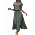 thumbnail image 1 of Women 2 Piece Outfits Skirt Set Summer Casual Cap Sleeve Crop Tops Maxi Dress Sets with Pockets Green XXL, 1 of 7