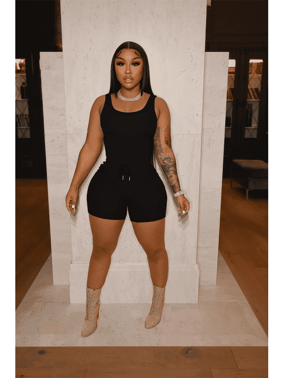 Women 2 Piece Outfits Sleeveless Tank Tops Biker Short Workout Jogger Sets Summer Black L