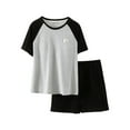 thumbnail image 1 of Women 2 Piece Outfits Summer Cute Color Block Padded T-Shirt Matching Shorts Casual Loungewear Tracksuit Set, 1 of 5